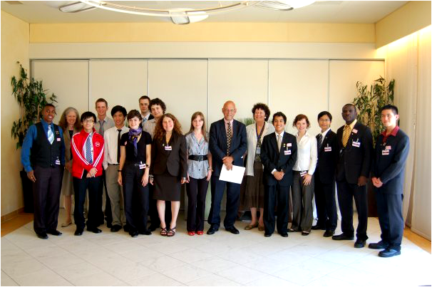 The students with the Swedish Ambassador and Pera Wells at a reception hosted by the Ambassador